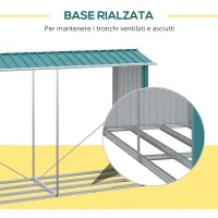 Legnaia con Struttura in Acciaio Galvanizzato e Base rialzata, 240x 86x160cm, Verde - Image 5