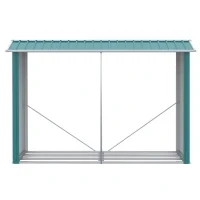 Legnaia con Struttura in Acciaio Galvanizzato e Base rialzata, 240x 86x160cm, Verde - Image 7
