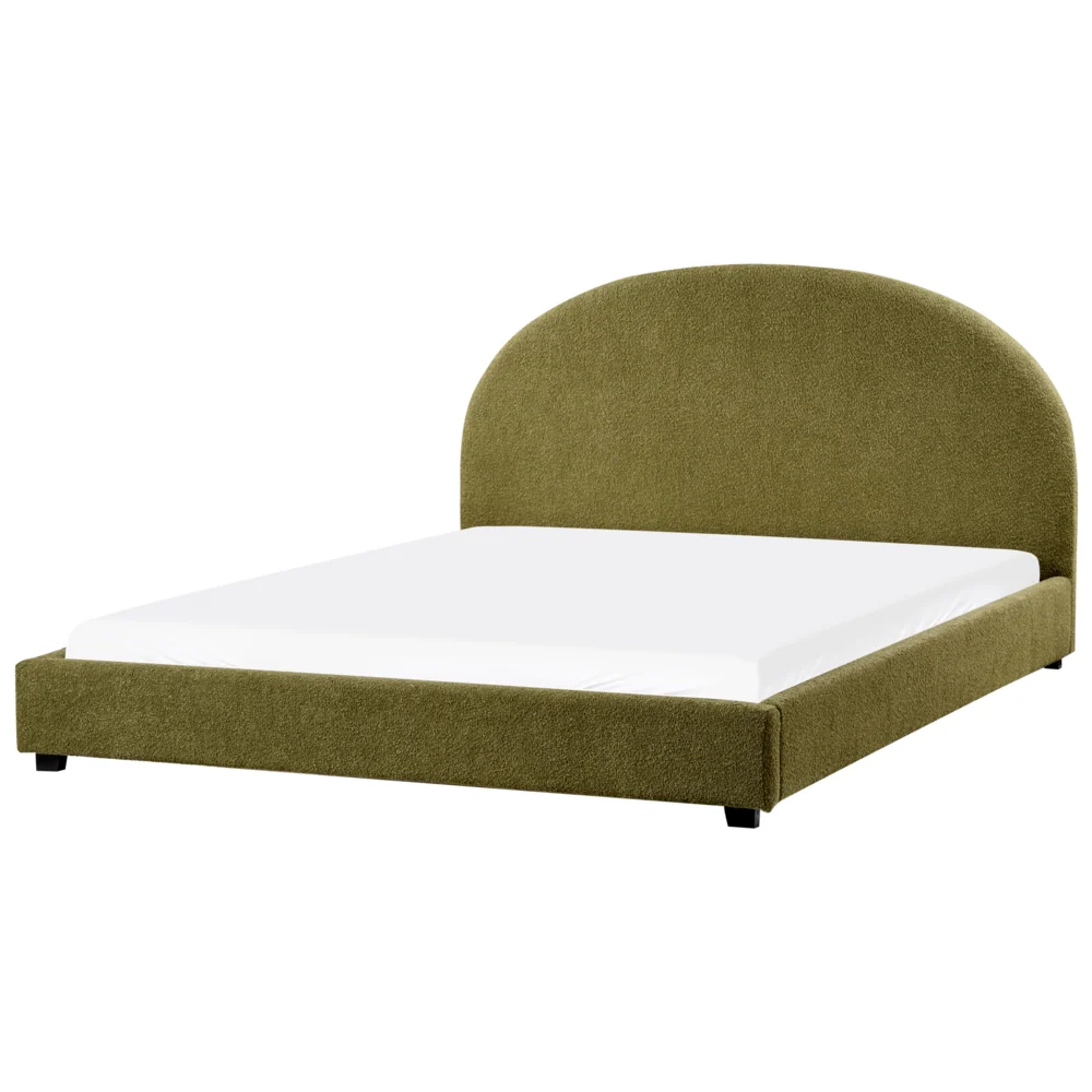 Lettino ad acqua in bouclé retrò dal design minimalista in poliestere verde oliva 180 x 200 cm - Image 5