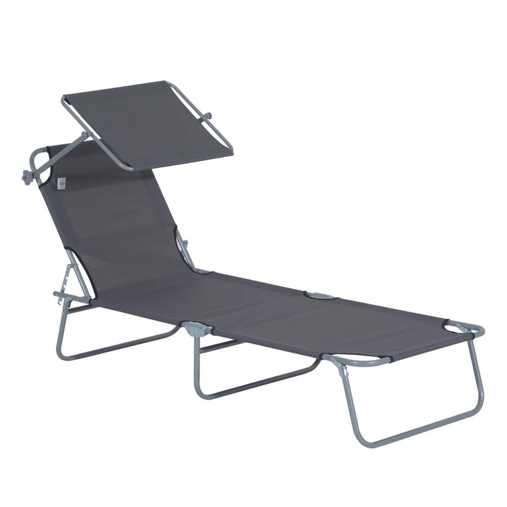 Lettino comfort con protezione solare 4 posizioni di carico 120kg 6 colori grigi