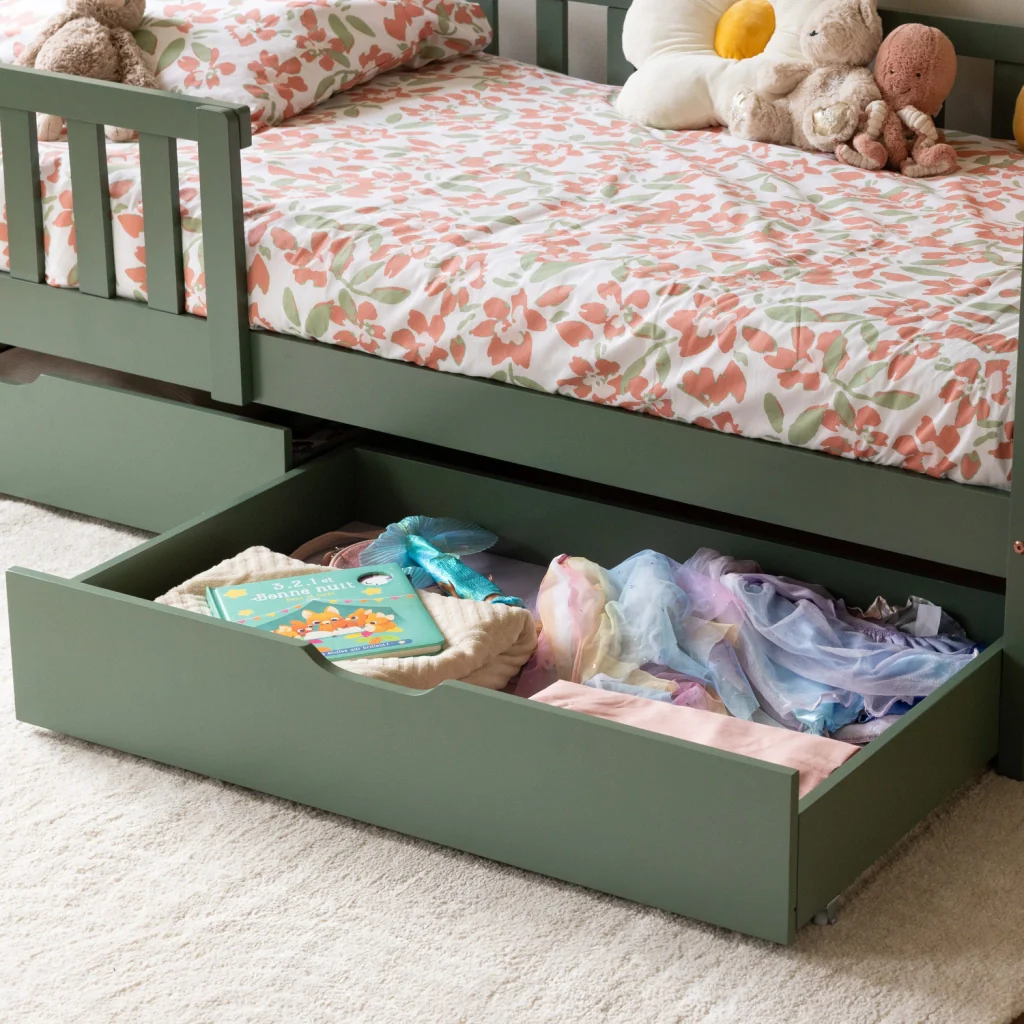 Letto a cabina per bambini 190x90cm verde con cassetti MARCEAU - Image 6