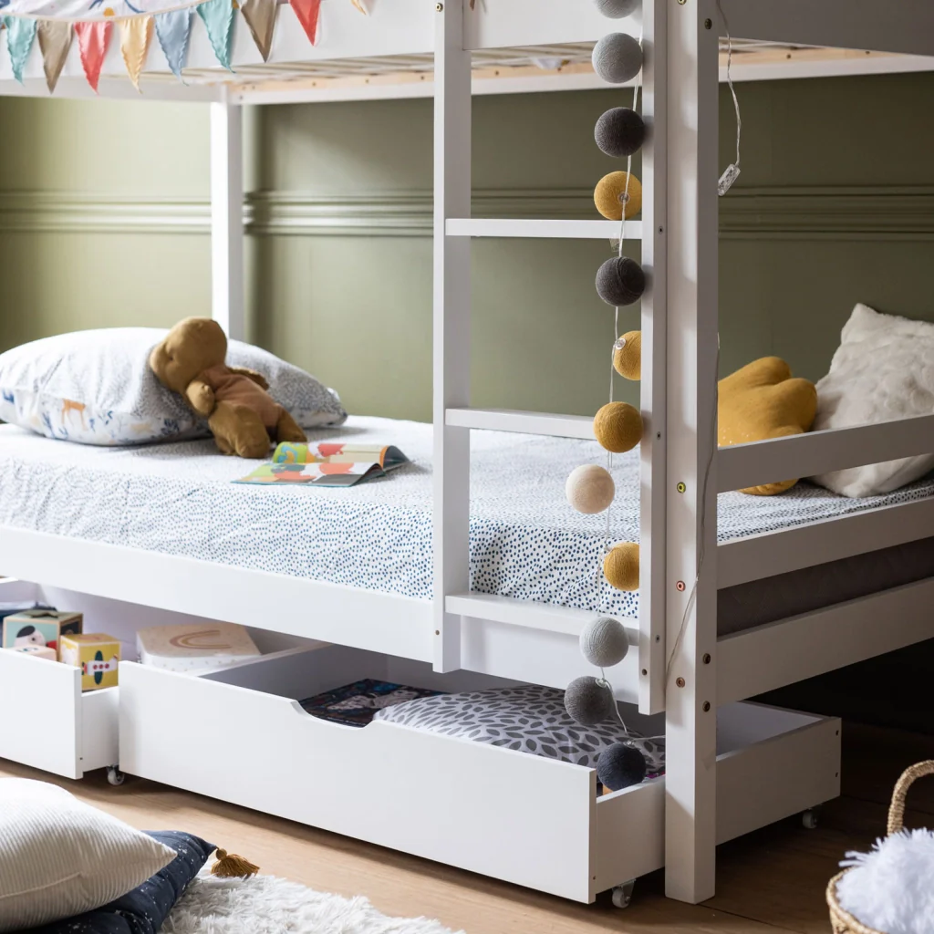 Letto a castello per bambini 190x90cm bianco con cassetti AMBER - Image 5