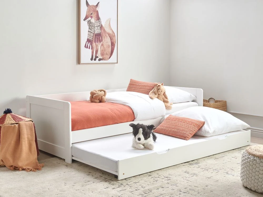 Letto a castello per bambini in legno di pino bianco struttura di dimensioni singole EU con telaio estraibile extra. - Image 2