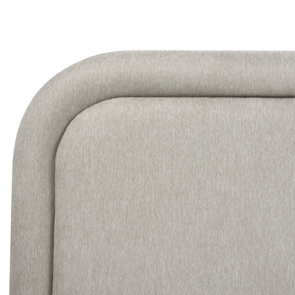 Letto ad acqua imbottito in tessuto con gambe nere con testiera e rete a doghe mobili da camera taupe 180 x 200 cm - Image 5