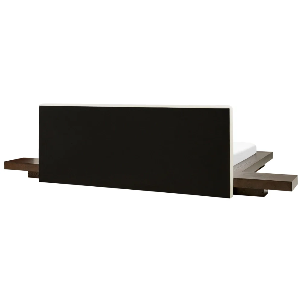 Letto ad acqua in stile giapponese in legno di frassino scuro 180 x 200 cm Testata in legno MDF con materasso in ecopelle - Image 5