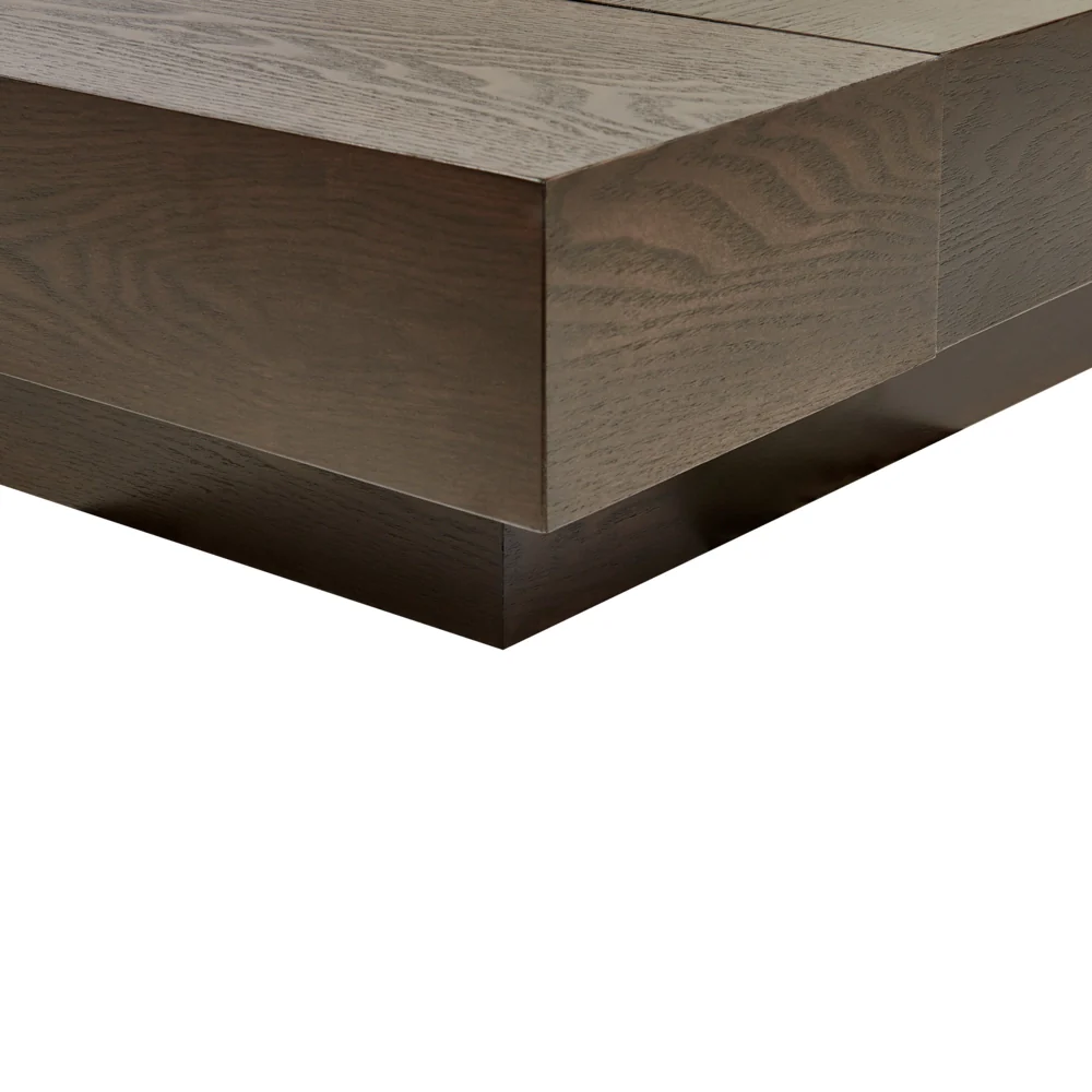 Letto ad acqua in stile giapponese in legno di frassino scuro 180 x 200 cm Testata in legno MDF con materasso in ecopelle - Image 7