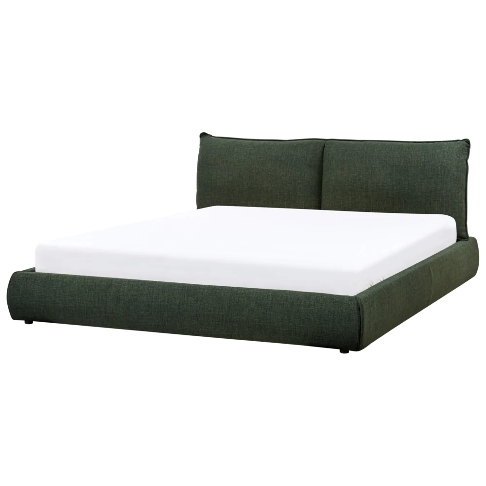 Letto ad acqua moderno imbottito in tessuto 180 x 20 cm con materasso Verde scuro Camera da letto in stile moderno