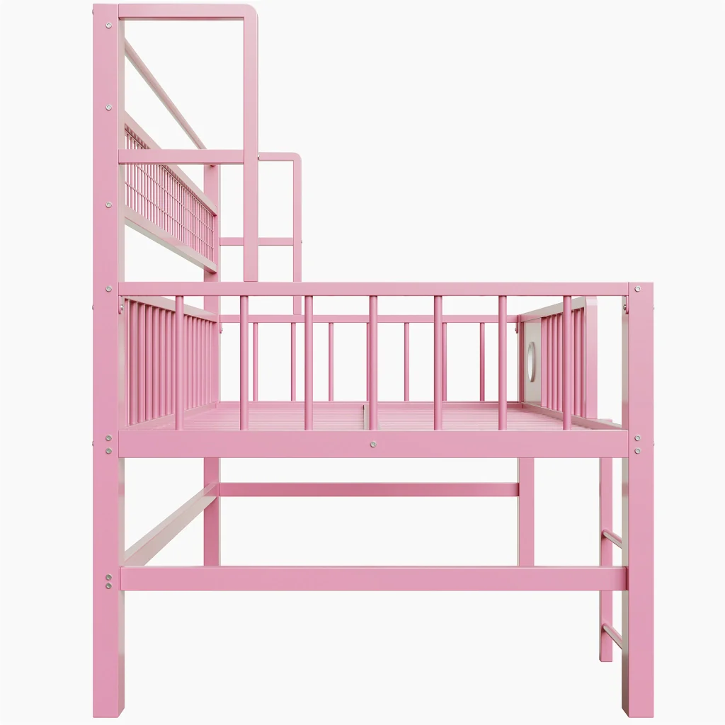 Letto basso per bambini 90*200cm rosa struttura metallica spazio di stoccaggio per bambini e adolescenti - Image 10