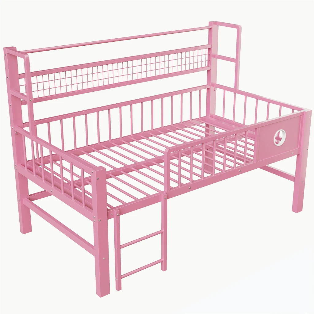 Letto basso per bambini 90*200cm rosa struttura metallica spazio di stoccaggio per bambini e adolescenti - Image 5