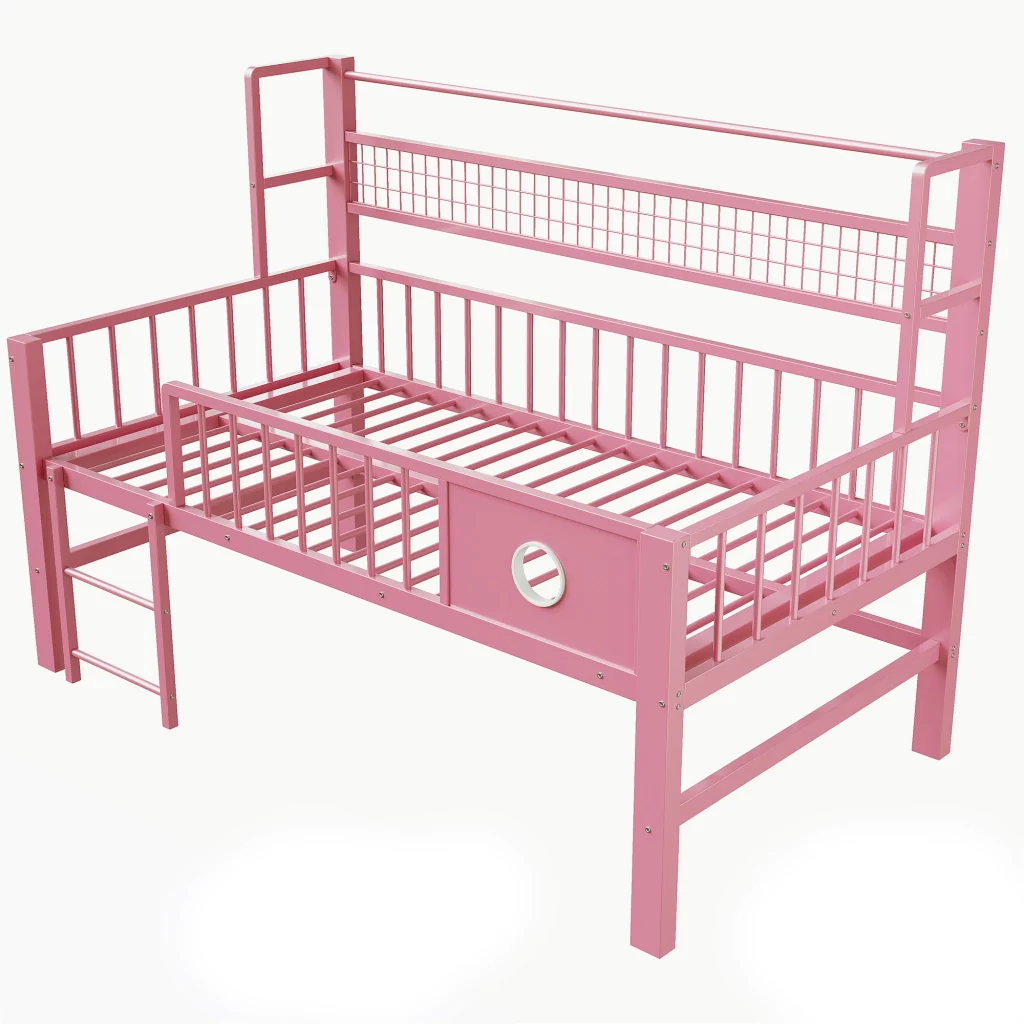 Letto basso per bambini 90*200cm rosa struttura metallica spazio di stoccaggio per bambini e adolescenti - Image 6