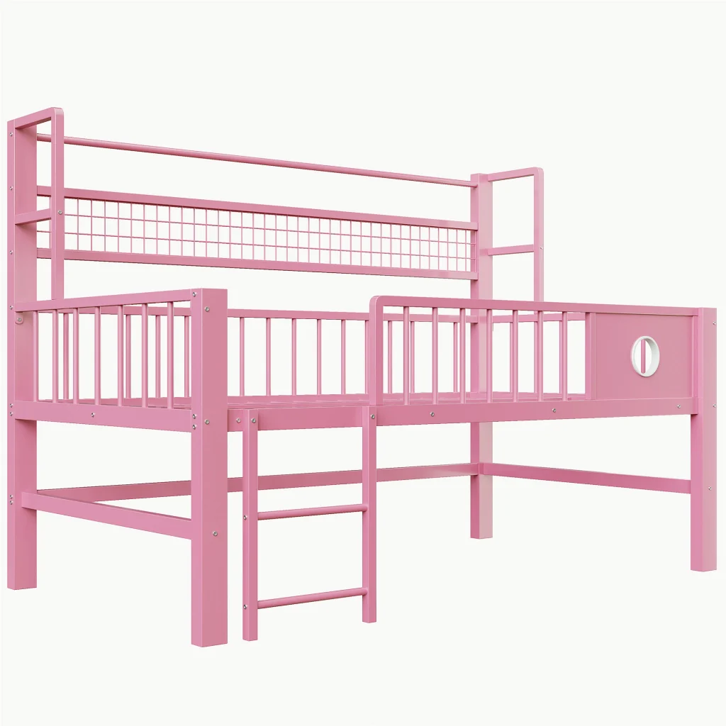 Letto basso per bambini 90*200cm rosa struttura metallica spazio di stoccaggio per bambini e adolescenti - Image 8