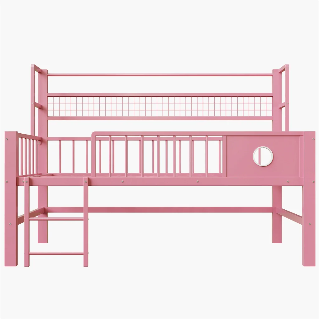 Letto basso per bambini 90*200cm rosa struttura metallica spazio di stoccaggio per bambini e adolescenti - Image 9