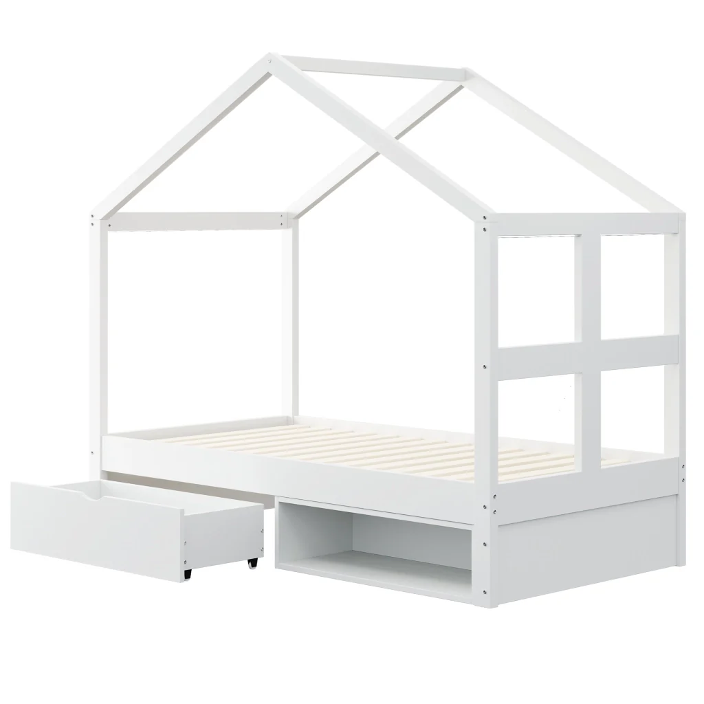 Letto bianco in legno 90×190 cm cassetti armadietto per scarpe telaio a stecche a LED multicolore letto singolo per giovani - Image 10