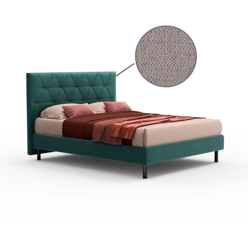 Letto Cody matrimoniale contenitore con testiera trapuntata colore beige - Image 4