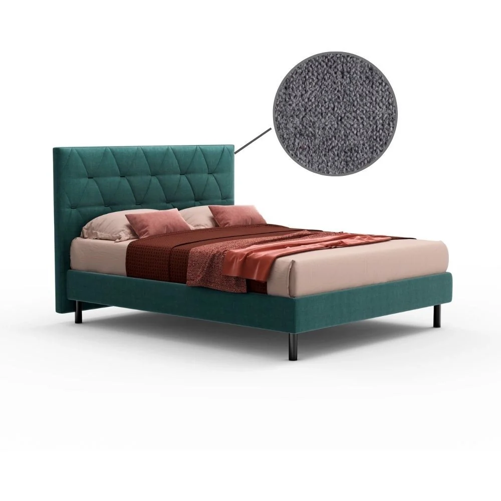 Letto Cody matrimoniale contenitore con testiera trapuntata colore grigio - Image 3