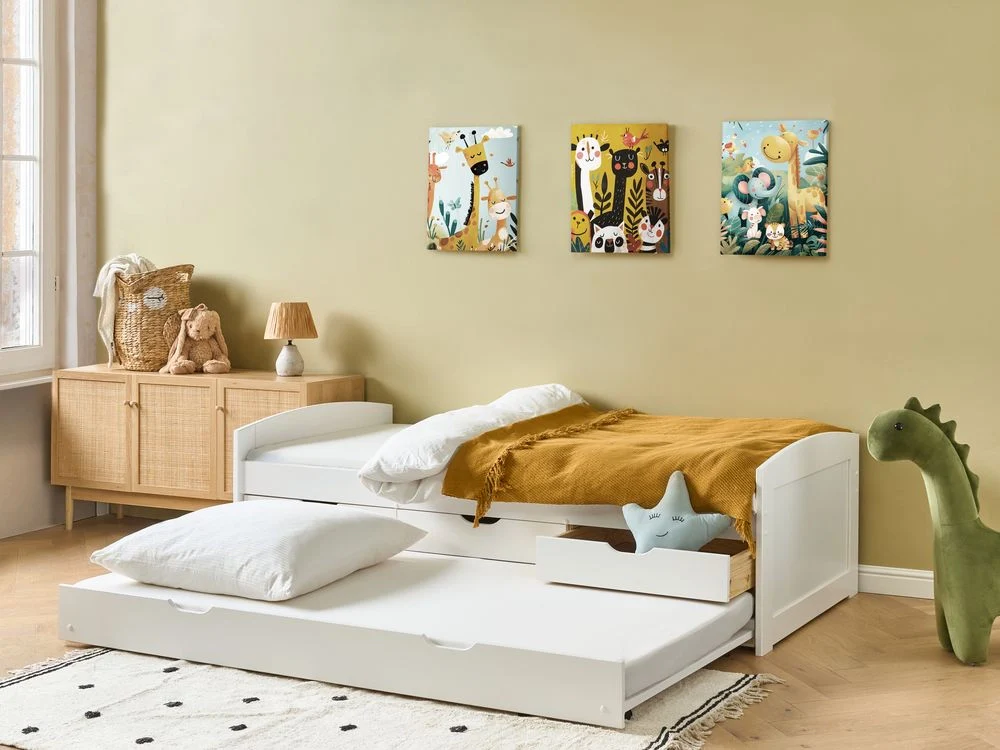 Letto estraibile per bambini in legno di pino bianco UE a misura singola Telaio Extra Silde Out con cassetti di stoccaggio - Image 2