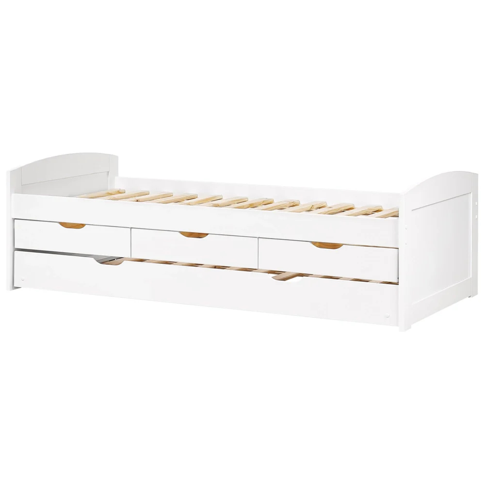 Letto estraibile per bambini in legno di pino bianco UE a misura singola Telaio Extra Silde Out con cassetti di stoccaggio - Image 6