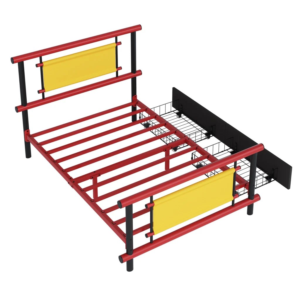 Letto in metallo per bambini 90*200 con cassetti acciaio robusto letto singolo compatto per camere dei bambini - Image 9