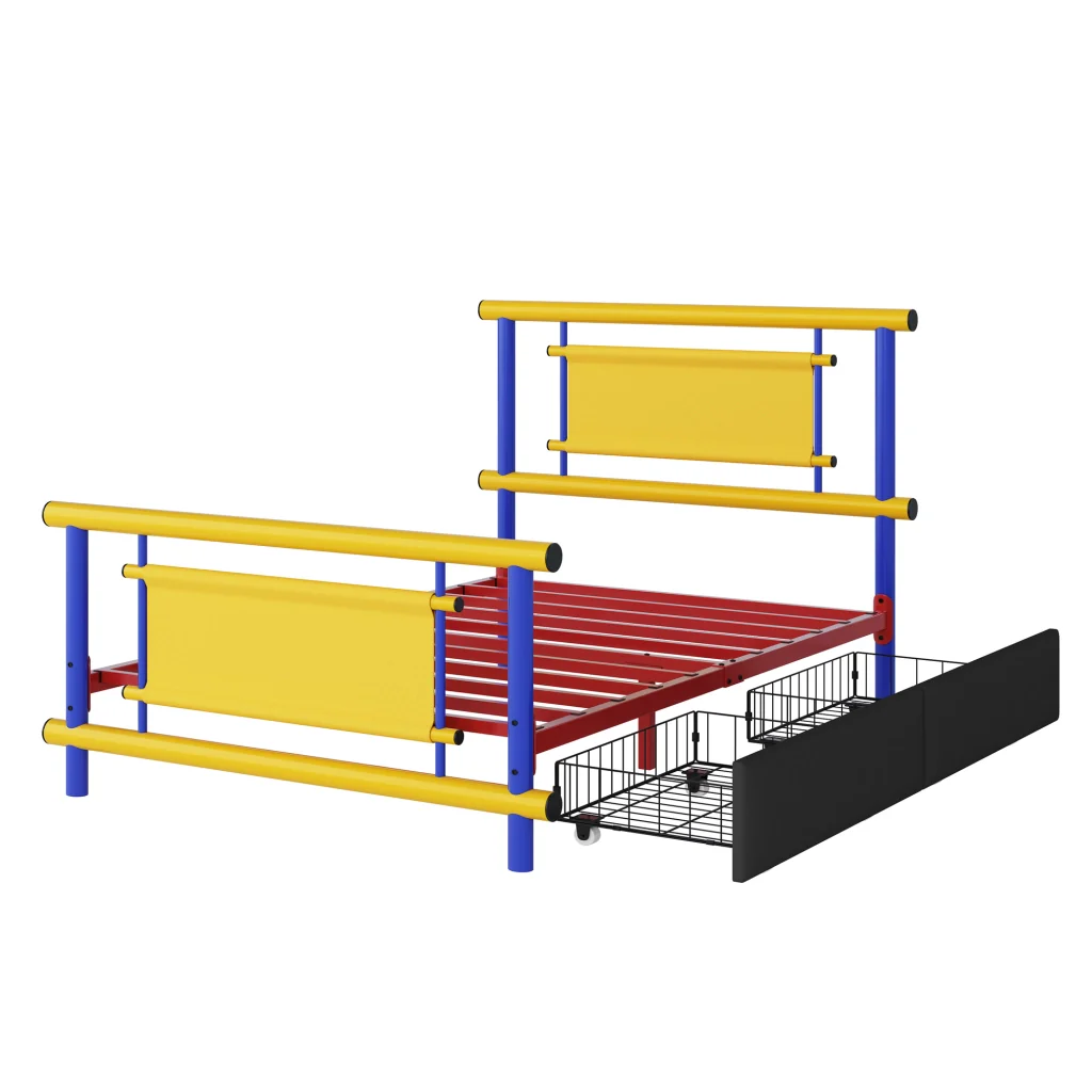 Letto in metallo per bambini 90*200 con cassetti struttura in acciaio letto a piattaforma per bambini che risparmia spazio - Image 10