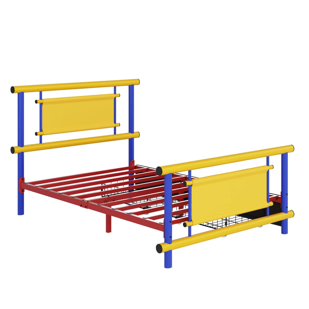 Letto in metallo per bambini 90*200 con cassetti struttura in acciaio letto a piattaforma per bambini che risparmia spazio - Image 5