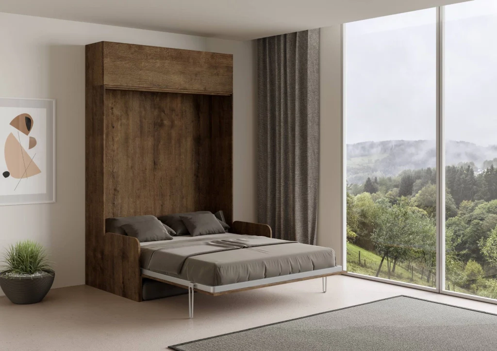 Letto Matrimoniale a Scomparsa Salvaspazio con Sofà Kentaro H250 cm Marrone - Image 3