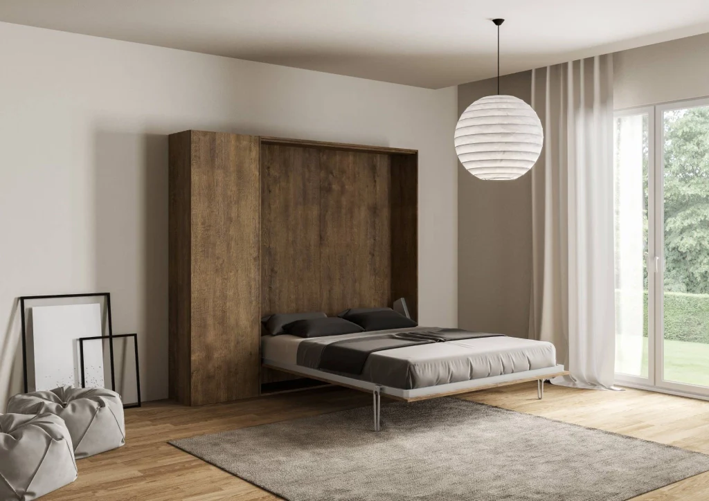 Letto Matrimoniale a Scomparsa Salvaspazio Kentaro H210 cm Marrone - Image 3