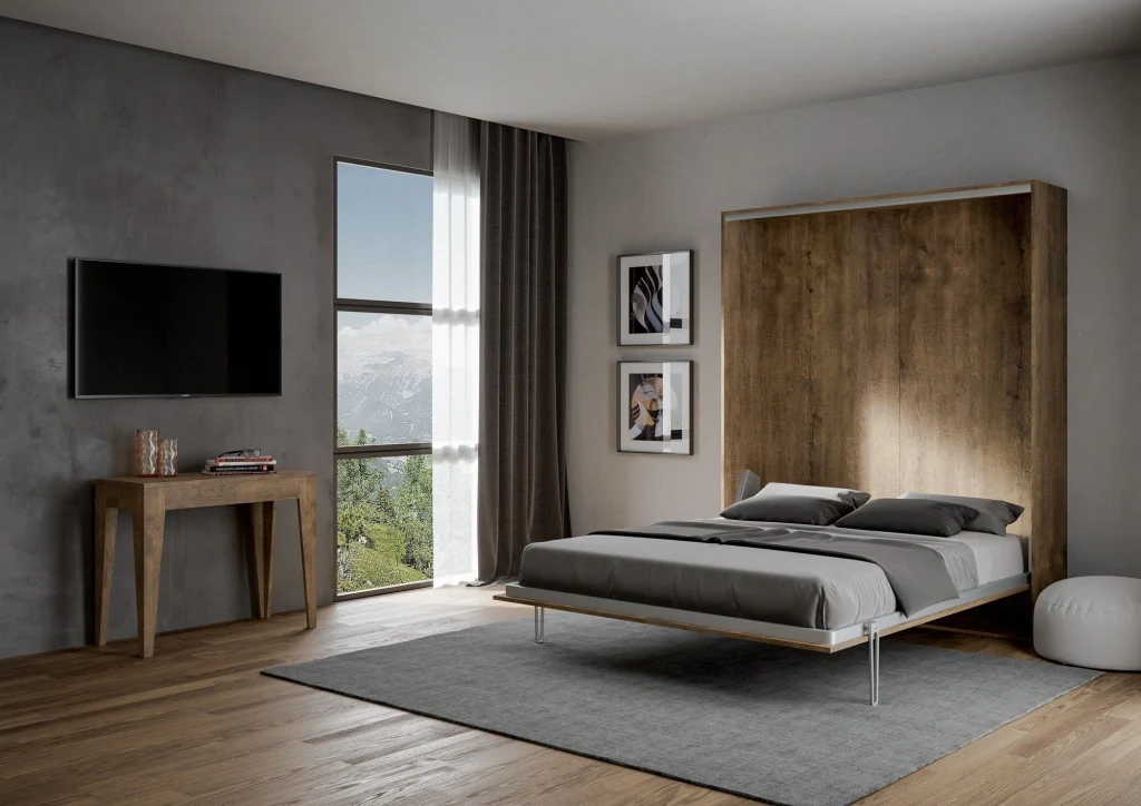 Letto Matrimoniale a Scomparsa Salvaspazio Kentaro H210 cm Marrone - Image 3