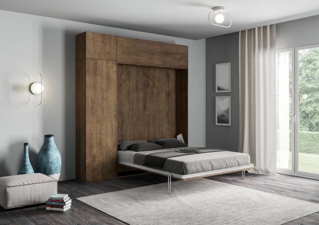 Letto Matrimoniale a Scomparsa Salvaspazio Kentaro H250 cm Marrone - Image 3