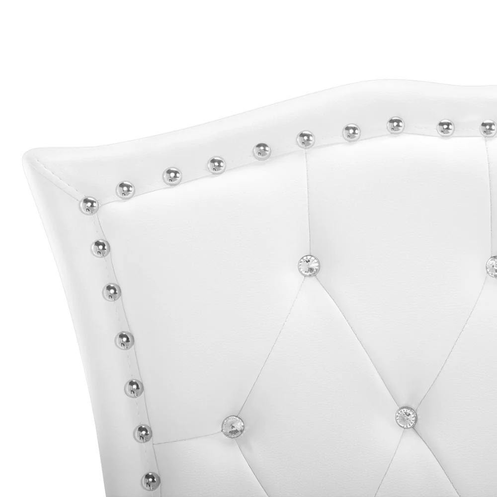 Letto matrimoniale in ecopelle bianca 140 x 200 cm 6 struttura imbottita con rifiniture per la testa dei chiodi con contenitore - Image 6