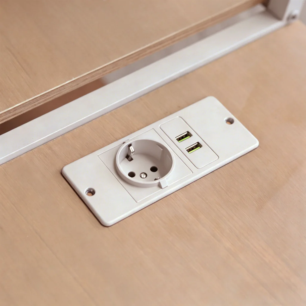 Letto mezzanino bianco 140x200 mobile TV presa a presa scala di sicurezza combinazione metallo-legno letto a castello - Image 6
