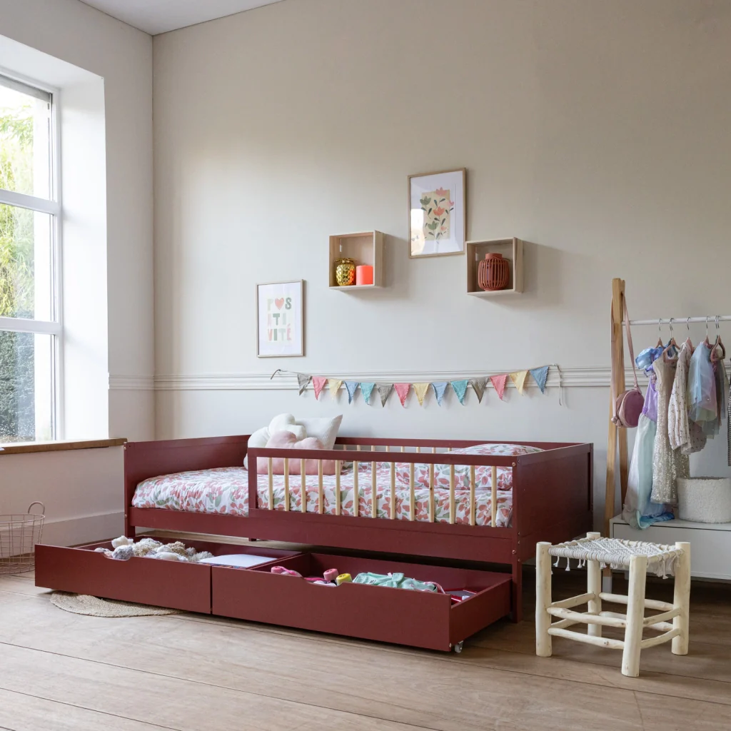 Letto per bambini 190x90cm in terracotta con cassetti ADAM - Image 5