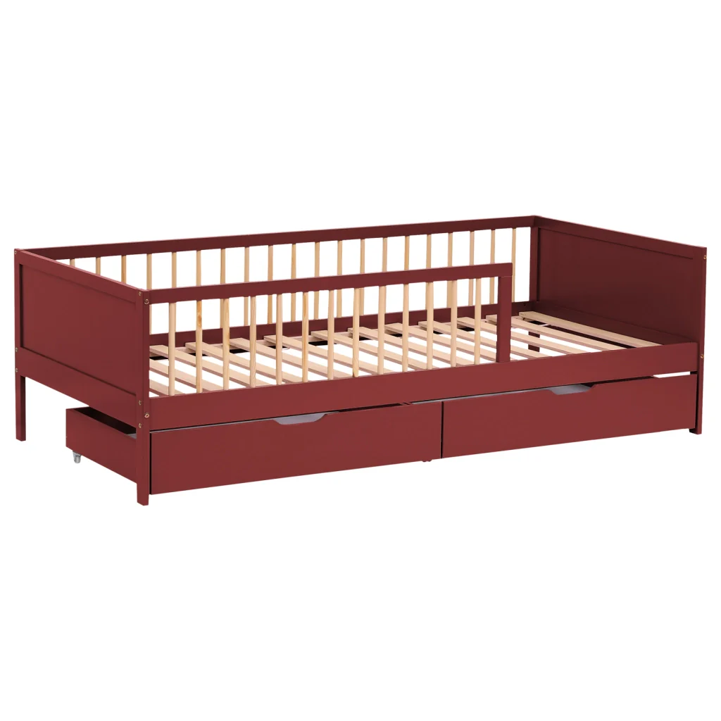 Letto per bambini 190x90cm in terracotta con cassetti ADAM - Image 9
