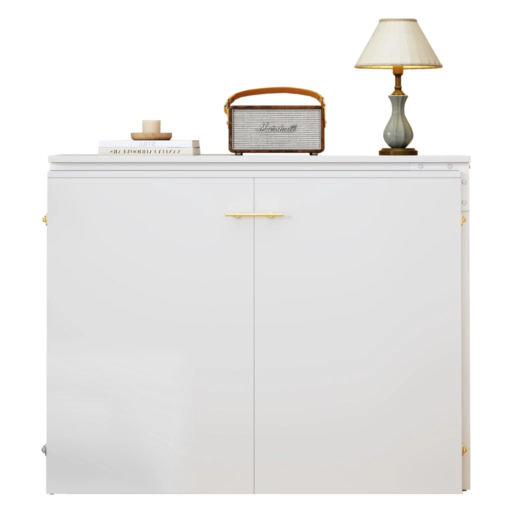 Letto pieghevole con scrivania materasso girevole e ruote risparmiante spazio ideale per camere da letto piccole ospiti e home office - Image 8