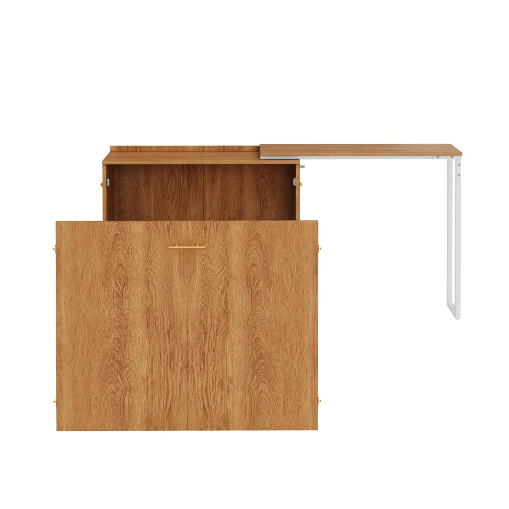 Letto pieghevole Murphy con scrivania e materasso girevole ruote risparmio spazio per camere da letto piccole e ufficio - Image 4