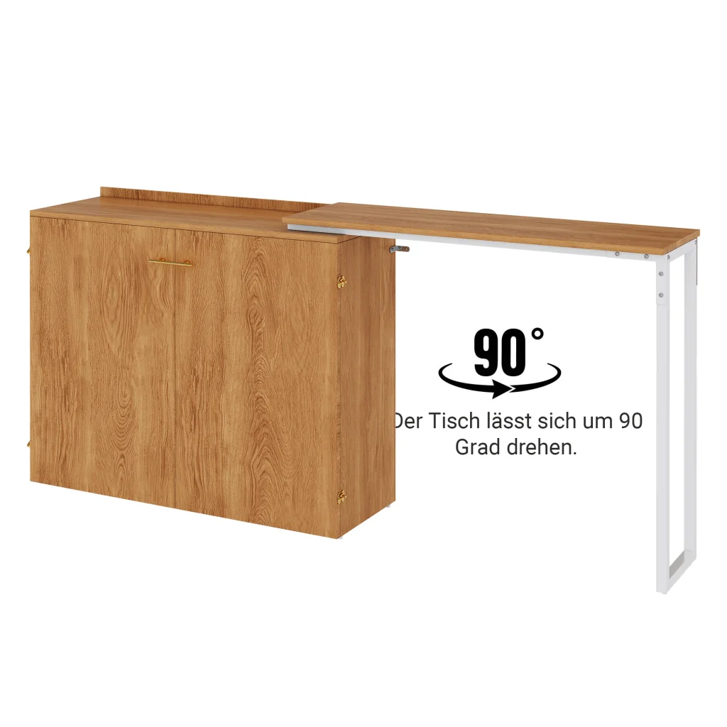 Letto pieghevole Murphy con scrivania e materasso girevole ruote risparmio spazio per camere da letto piccole e ufficio - Image 5