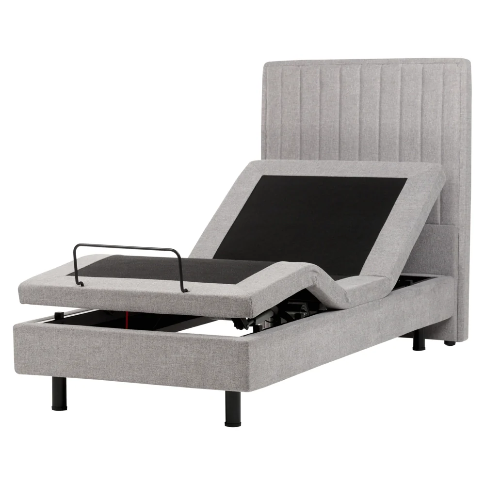 Letto Tessuto Grigio Chiaro Elettrico Regolabile con Telecomando 90 x 200 cm