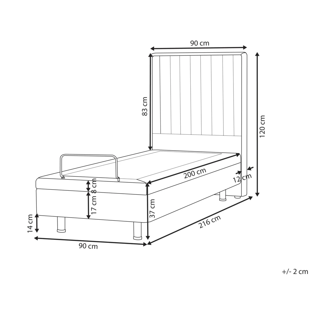 Letto Tessuto Grigio Chiaro Elettrico Regolabile con Telecomando 90 x 200 cm - Image 3
