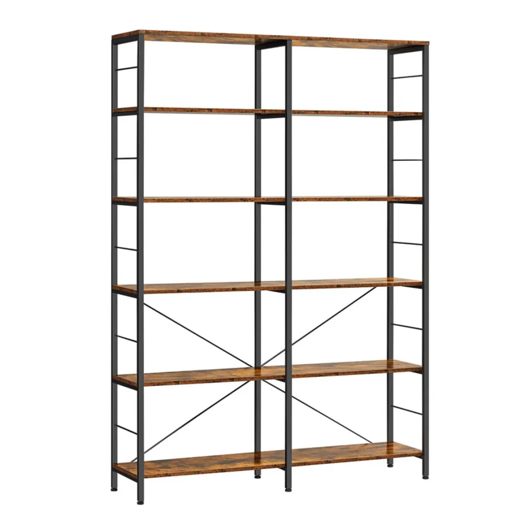 Libreria a 6 ripiani 30 x 120 x 1725 cm stile industriale per soggiorno ufficio balcone cucina marrone 12_0004184