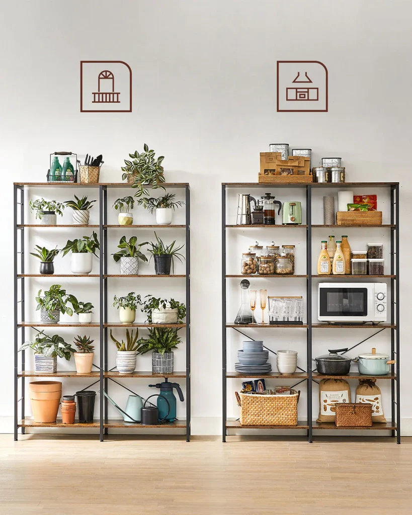 Libreria a 6 ripiani 30 x 120 x 1725 cm stile industriale per soggiorno ufficio balcone cucina marrone 12_0004184 - Image 5