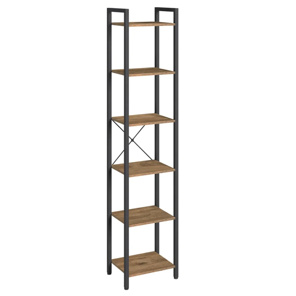 Libreria a 6 ripiani mobile contenitore aperto per ufficio soggiorno camera da letto 40 x 30 x 1786 cm marrone rustico e nero 12_0004188