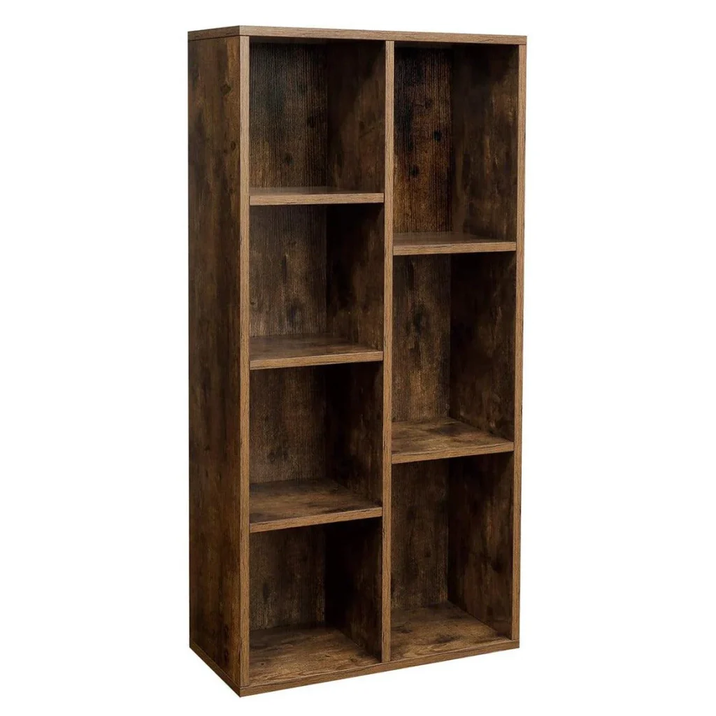 Libreria a 7 scomparti con 7 ripiani a cubo aperti spazio di archiviazione per soggiorno e ufficio 50 x 24 x 106 cm stile industriale marrone rustico 12_0002820