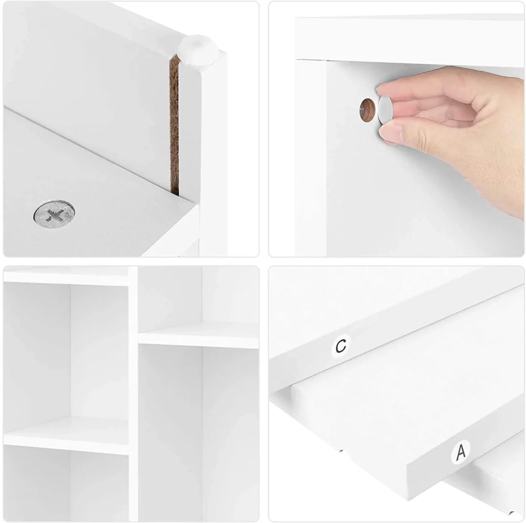 Libreria a 7 scomparti 7 ripiani a cubo aperti spazio di archiviazione per soggiorno e ufficio 50 x 24 x 106 cm stile moderno bianco 12_0000497 - Image 2