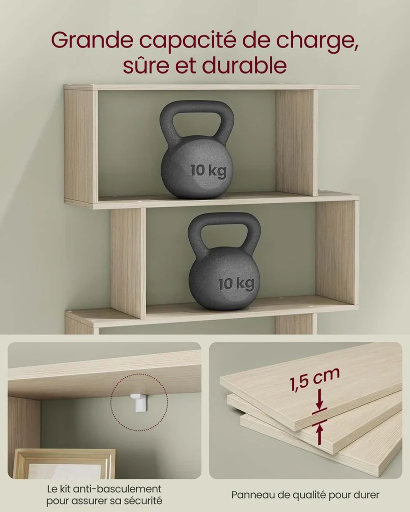 Libreria moderna a 6 ripiani divisorio contenitore per soggiorno camera da letto ufficio beige 12_0004222 - Image 2