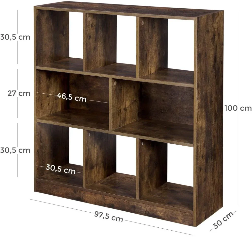 Libreria mobile contenitore con scomparti aperti per soggiorno camera da letto ufficio divisorio 97,5 x 30 x 100 cm marrone rustico 12_0000254 - Image 3