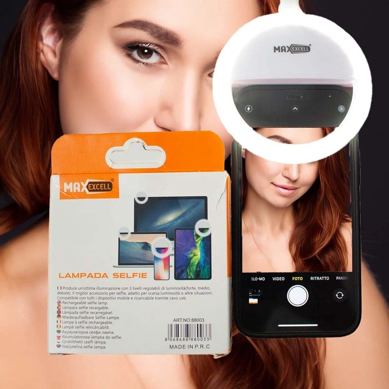 Luce per Selfie Ricaricabile da 8,6x8,6x3cm a 3 Livelli per Selfie Perfetti, Ring Light Compatibile con Tutti i Dispositivi Mobile - Image 5
