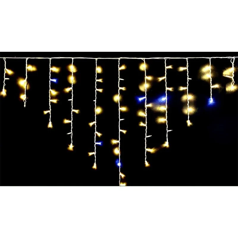 Tenda Luminosa Da Esterno IP65 5MT Con 216 Luci Led Bianco Caldo Giallo Effetto Cascata Con Connettore Prolungabile - Image 3