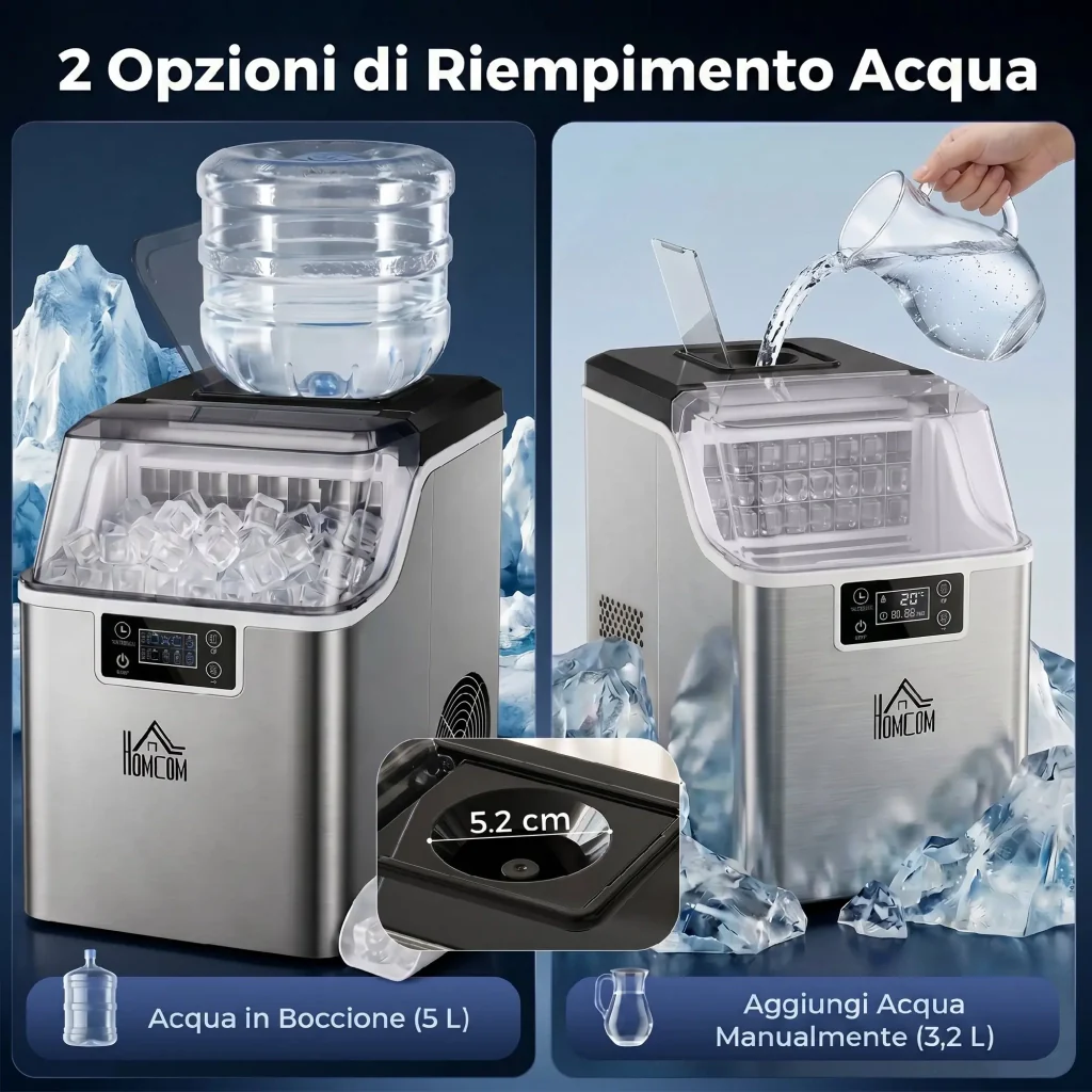 Macchina del Ghiaccio 3,2 Litri 24 Cubetti 299W in Acciaio Argento - Image 5
