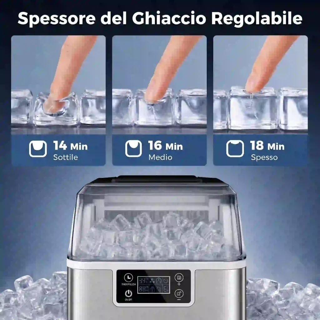 Macchina del Ghiaccio 3,2 Litri 24 Cubetti 299W in Acciaio Argento - Image 6