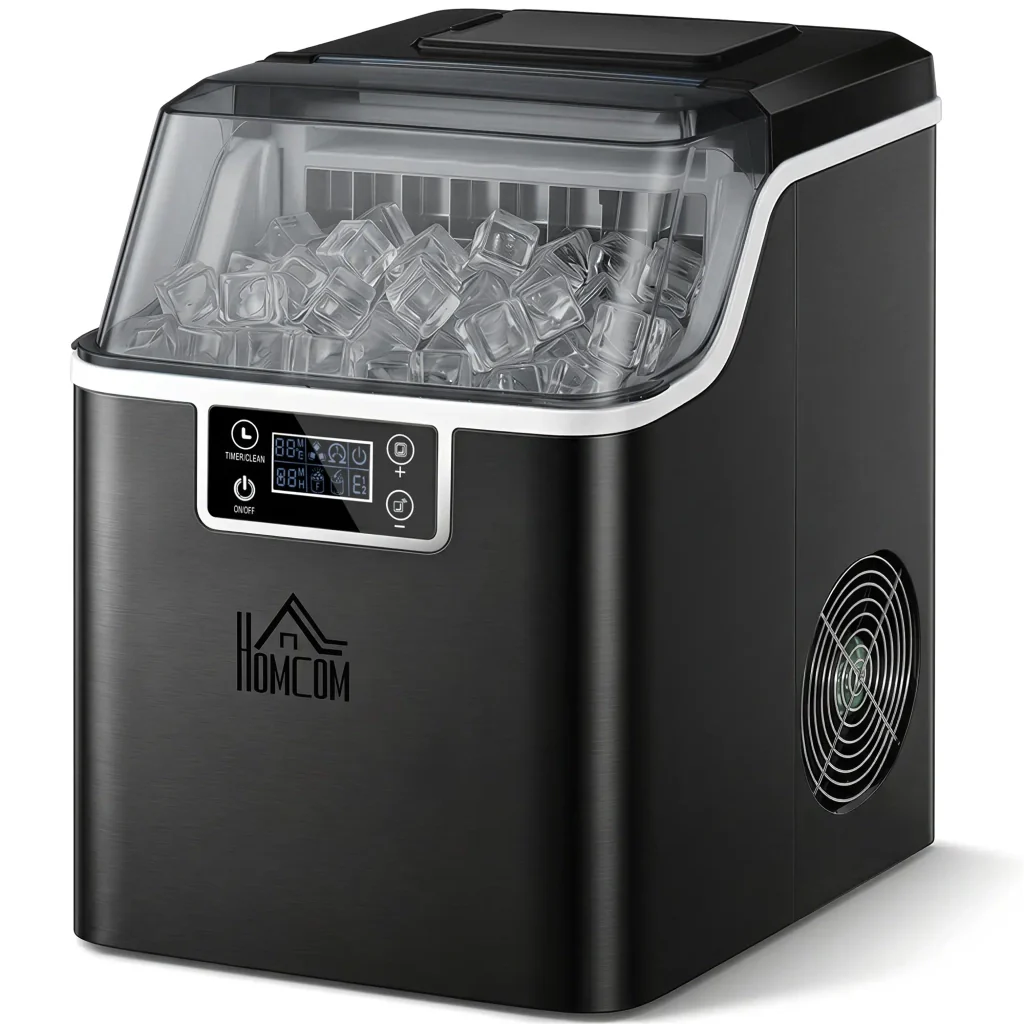 Macchina del Ghiaccio Autopulente da 24 Cubetti in 14-18 Minuti 20 kg in 24 Ore Nero