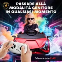 Macchina Elettrica per Bambini 3-5 Anni 12V Lamborghini SIAN, 3-5km/h Auto Elettrica per Bambini con 2 Motori, Fari e Musica, Telecomando, Cintura e Clacson, Rosso - Image 5